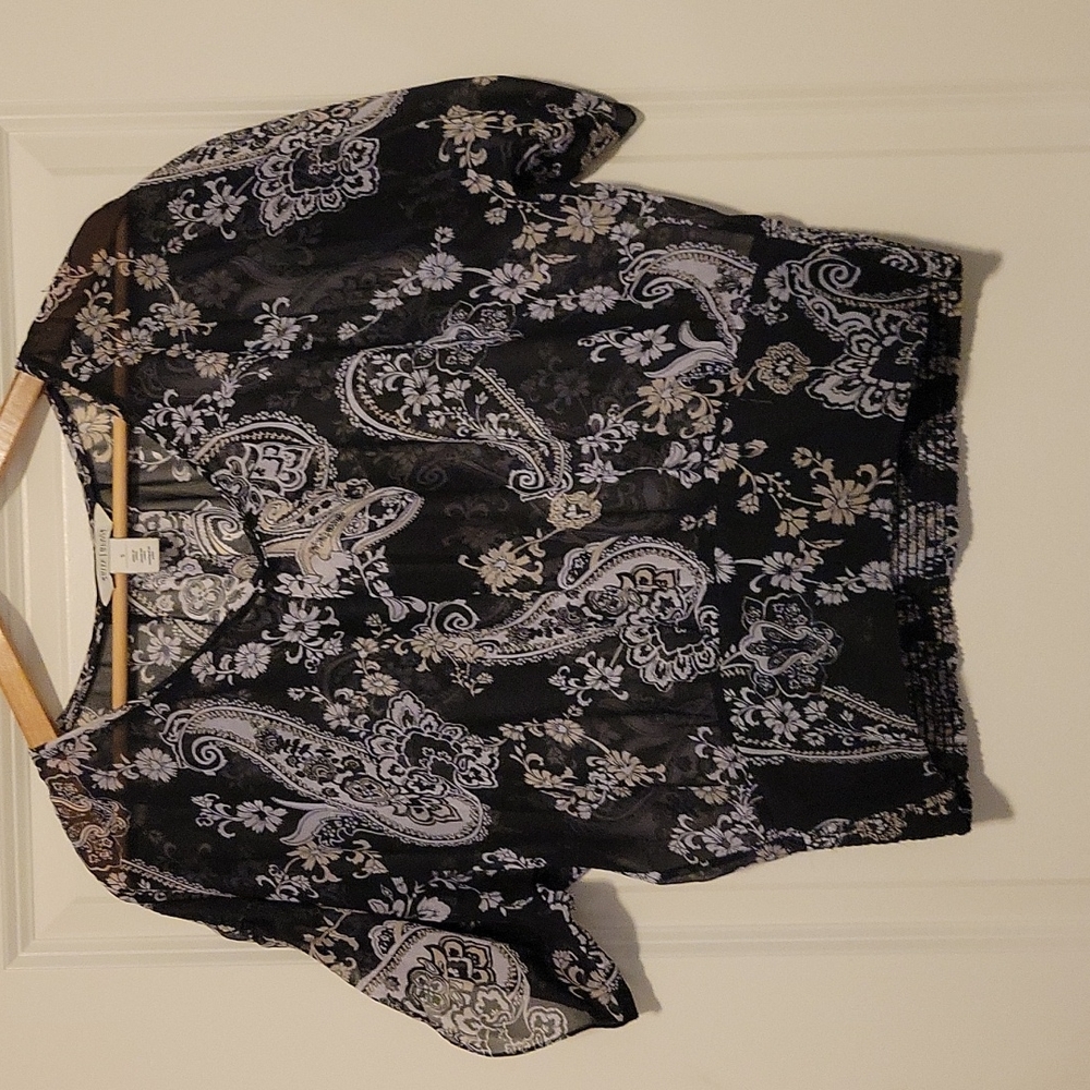 WHBM sheer paisley top, smocked waist
